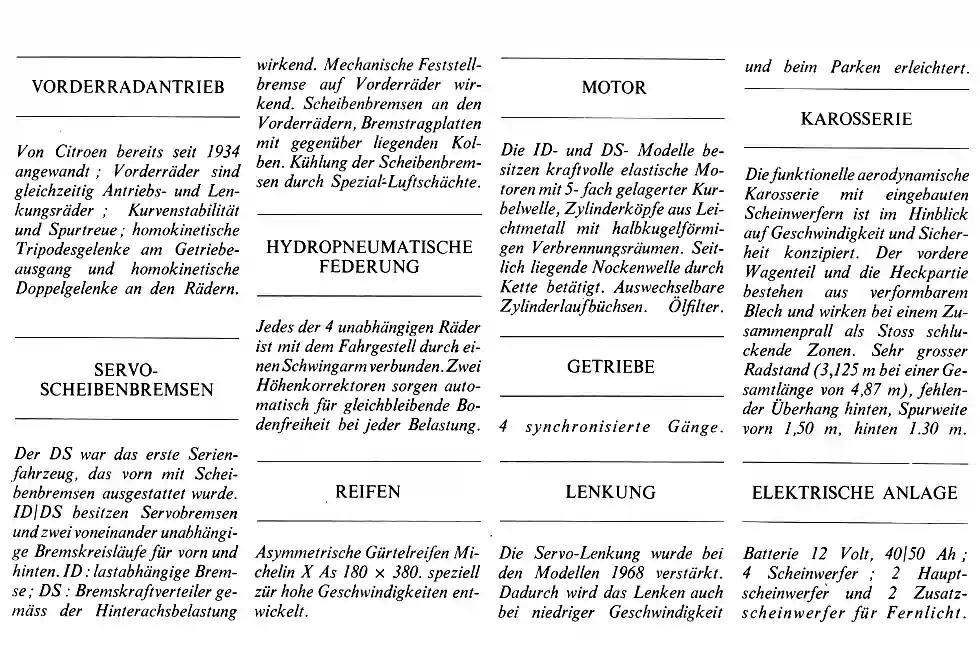 Citroën DS description of Citroën DS advantages