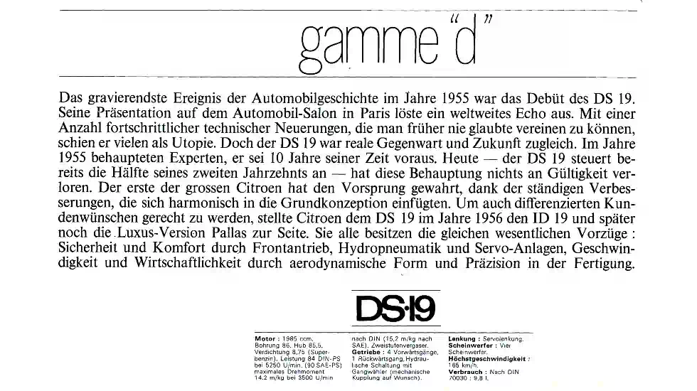 Citroën DS19 specification