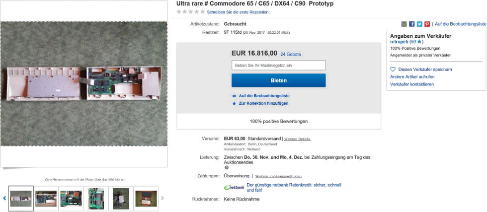 Commodore C65 eBay Listing 232557339756