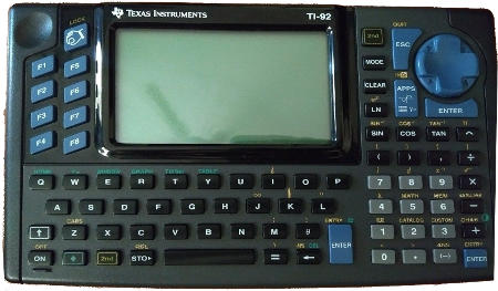 front face of Texas Instruments TI-92 microcomputer