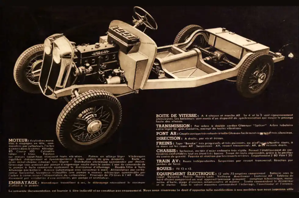 Amilcar Pégase Chassis and Mechanical Layout, 1936